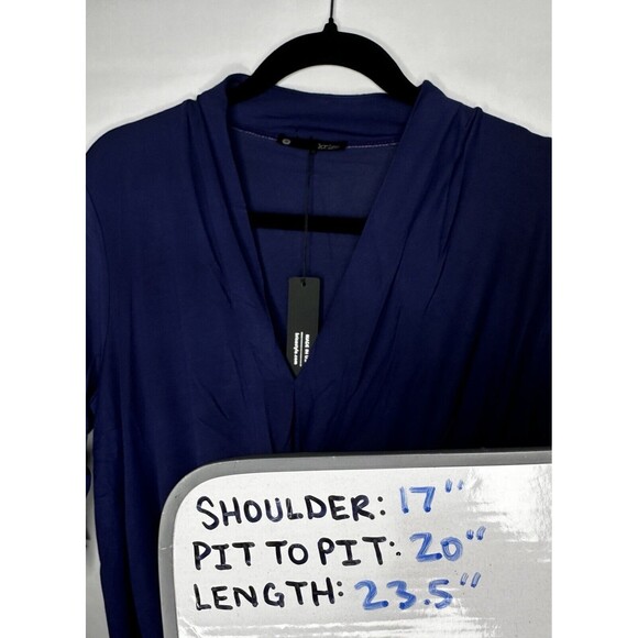 Krisa Surplice Half Sleeve Blouse in Sea Blue Women’s Size Medium NEW USA Made - Picture 6 of 6